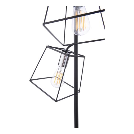 Där Lighting Tower 3 Light Floor Lamp Matt Black And Polished Chrome