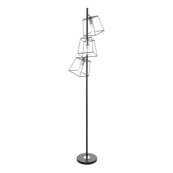 där lighting Tower 3 Light Floor Lamp Matt Black and Polished Chrome