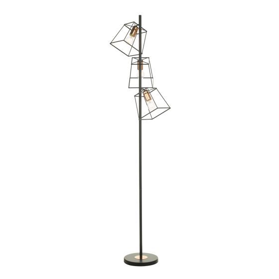 Där Lighting Tower 3 Light Floor Lamp Matt Black Copper