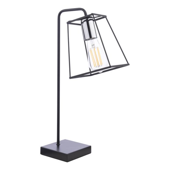 Där Lighting Tower Table Lamp Matt Black And Polished Chrome