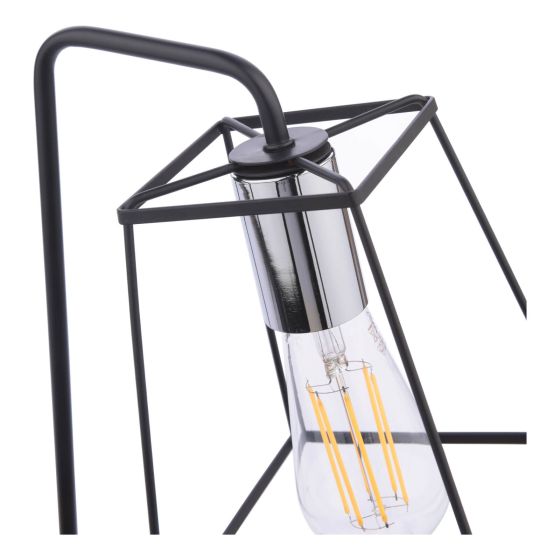 Där Lighting Tower Table Lamp Matt Black And Polished Chrome