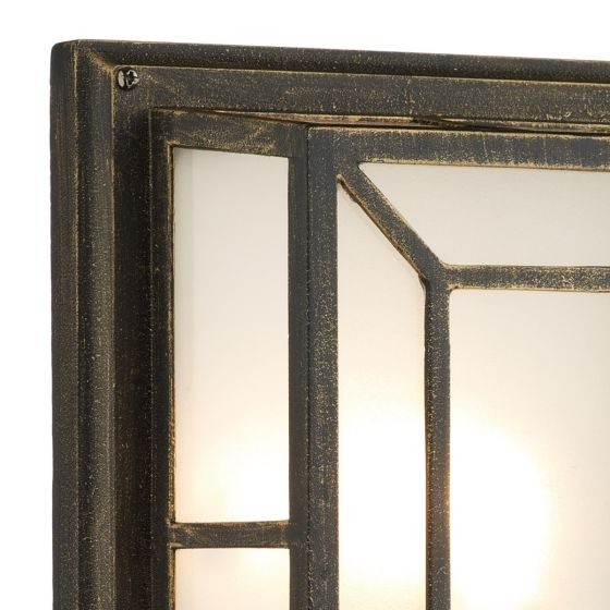Där Lighting Trent Outdoor Wall Light Black/Gold Frosted Glass IP44