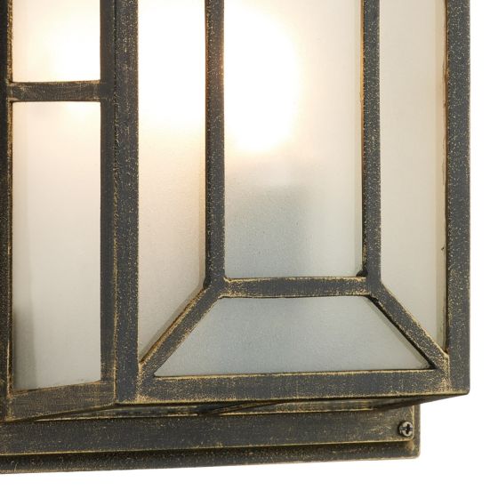 Där Lighting Trent Outdoor Wall Light Black/Gold Frosted Glass IP44