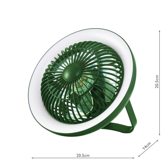 Där Lighting Turbo Rechargeable Desk Fan With Lamp Green LED