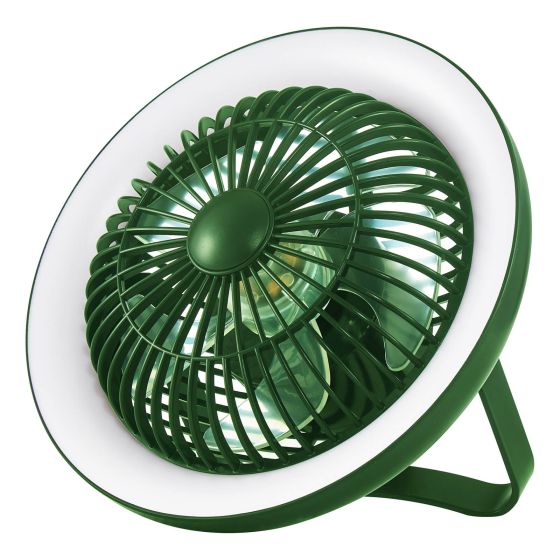 där lighting Turbo Rechargeable Desk Fan With Lamp Green LED