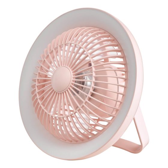 Där Lighting Turbo Rechargeable Desk Fan With Lamp Pink LED