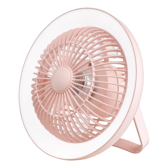där lighting Turbo Rechargeable Desk Fan With Lamp Pink LED