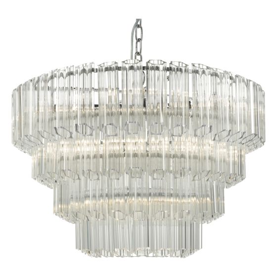Där Lighting Tuvalu 4 Tier 9 Light Chandelier Crystal & Polished Chrome