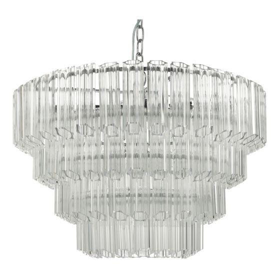 Där Lighting Tuvalu 4 Tier 9 Light Chandelier Crystal & Polished Chrome