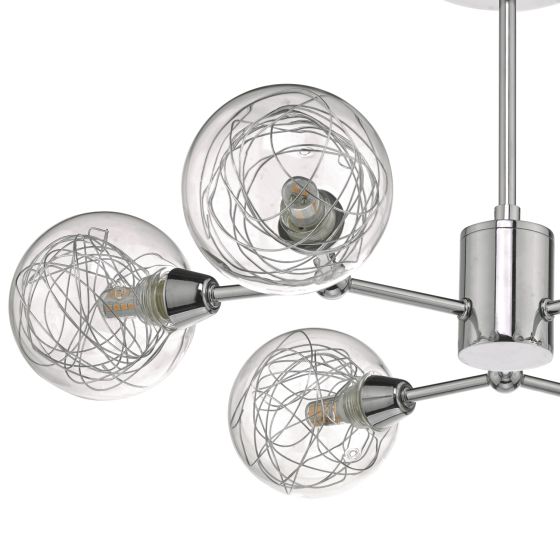 Där Lighting Tyka 6 Light Semi-Flush Polished Chrome And Glass