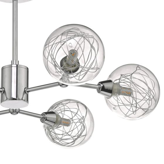 Där Lighting Tyka 6 Light Semi-Flush Polished Chrome And Glass