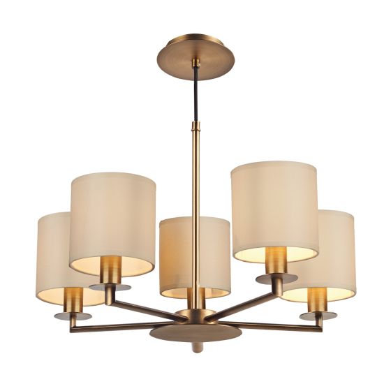 där lighting Tyler 5 Light Armed Pendant Antique Bronze With Shade