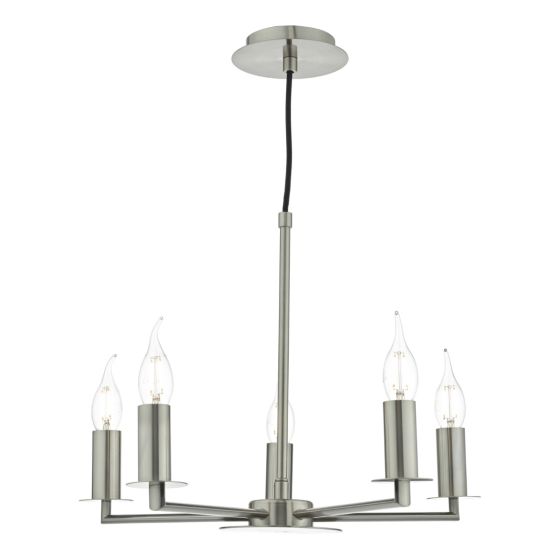 där lighting Tyler 5lt Pendant Satin Nickel Fitting Only