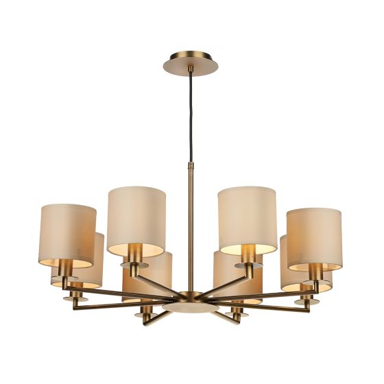 där lighting Tyler 8 Light Armed Pendant Antique Bronze With Shade