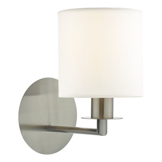 där lighting Tyler Wall Light Satin Nickel With Shade