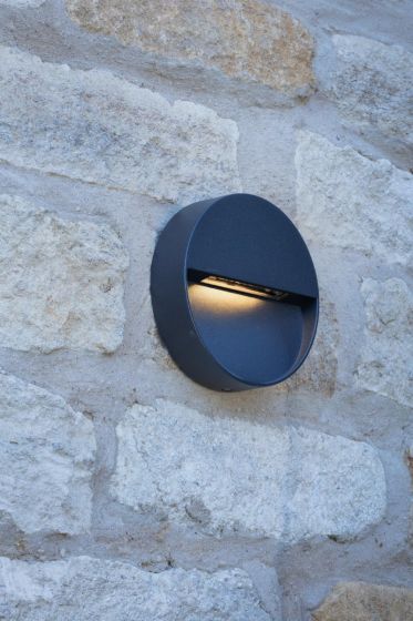 Där Lighting Ugo Outdoor Wall Light Round Eyelid Anthracite IP65 LED