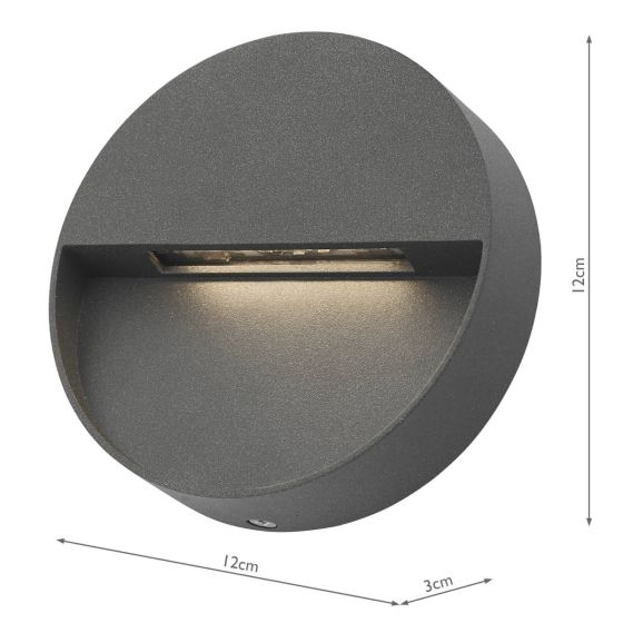 Där Lighting Ugo Outdoor Wall Light Round Eyelid Anthracite IP65 LED