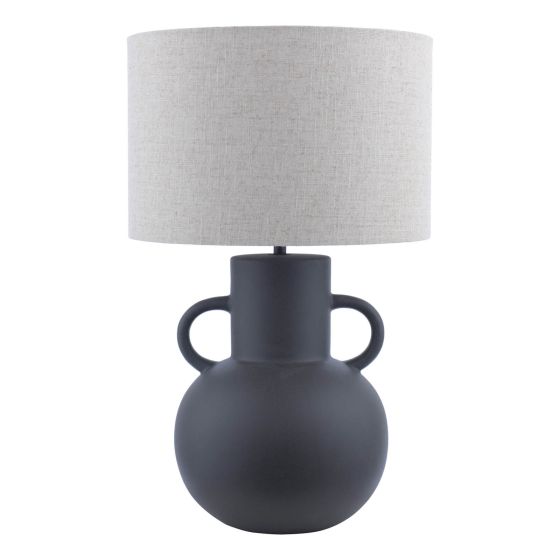 Där Lighting Urn Ceramic Table Lamp Black With Shade