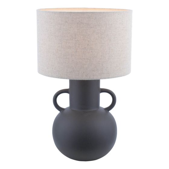 Där Lighting Urn Ceramic Table Lamp Black With Shade