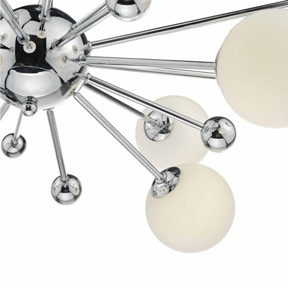 Där Lighting Ursa 10 Light Pendant Polished Chrome Opal Glass