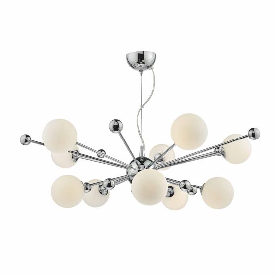 Där Lighting Ursa 10 Light Pendant Polished Chrome Opal Glass
