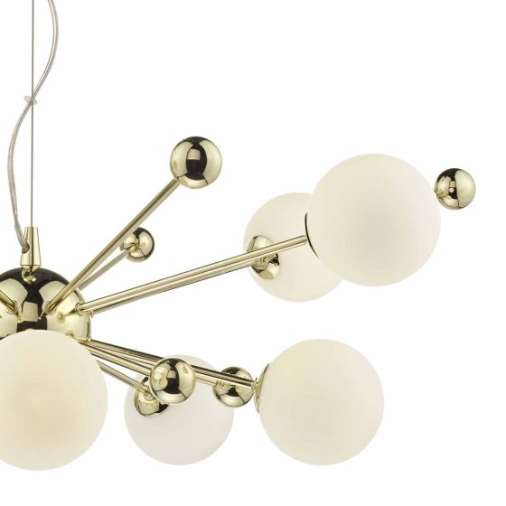 Där Lighting Ursa 10 Light Pendant Polished Gold Opal Glass