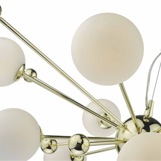 där lighting Ursa 10 Light Pendant Polished Gold Opal Glass