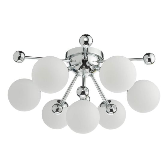 Där Lighting Ursa 7 Light Flush Polished Chrome And Opal Glass