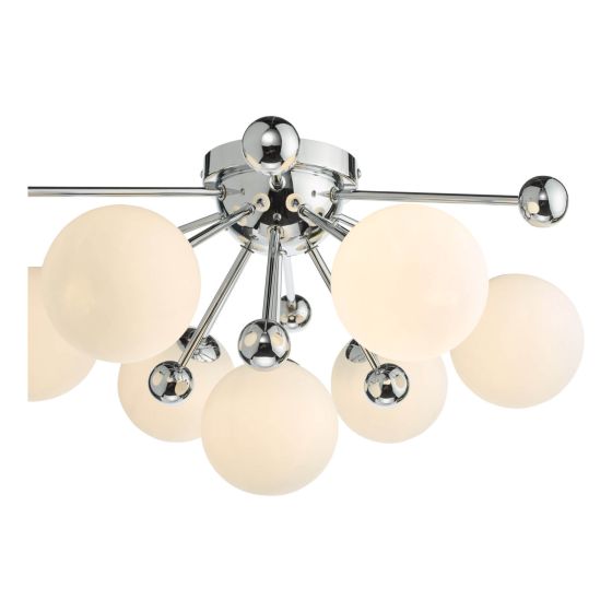 Där Lighting Ursa 7 Light Flush Polished Chrome And Opal Glass