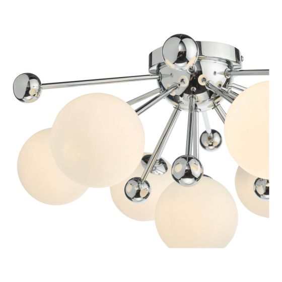 Där Lighting Ursa 7 Light Flush Polished Chrome And Opal Glass
