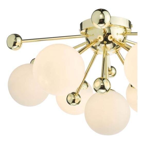 Där Lighting Ursa 7 Light Flush Polished Gold And Opal Glass