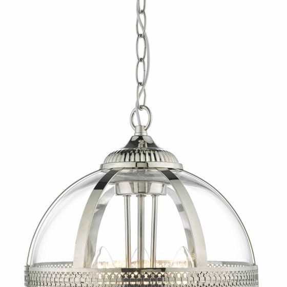 Där Lighting Vanessa 3 Light Pendant Polished Nickel & Glass