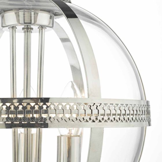 Där Lighting Vanessa 3 Light Pendant Polished Nickel & Glass