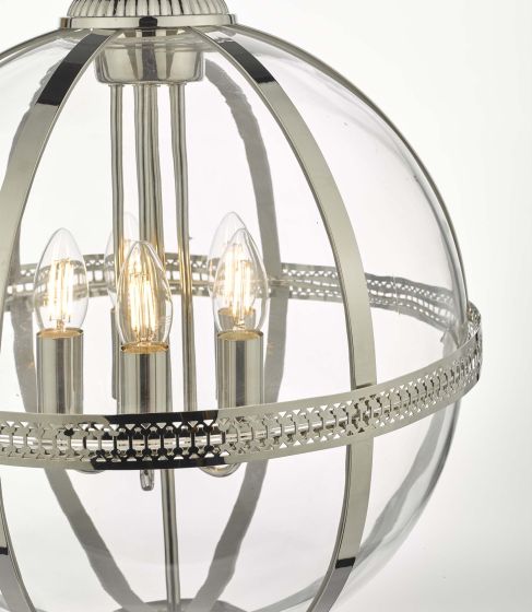 Där Lighting Vanessa 5 Light Pendant Polished Nickel And Clear