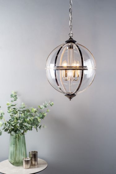 Där Lighting Vanessa 5 Light Pendant Polished Nickel And Clear