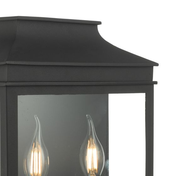 Där Lighting Vapour 2 Light Coach Lantern Outdoor Wall Light Matt Black IP44