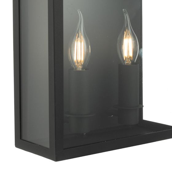 Där Lighting Vapour 2 Light Coach Lantern Outdoor Wall Light Matt Black IP44