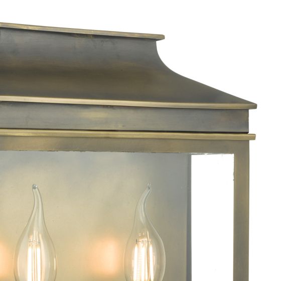 Där Lighting Vapour 2 Light Coach Lantern Outdoor Wall Light Weathered Brass IP44