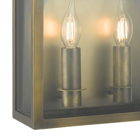 Där Lighting Vapour 2 Light Coach Lantern Outdoor Wall Light Weathered Brass IP44