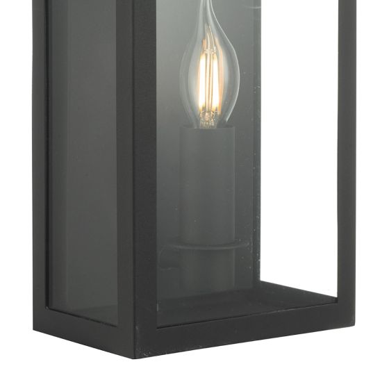 Där Lighting Vapour Coach Lantern Outdoor Wall Light Matt Black IP44