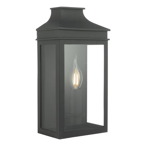där lighting Vapour Coach Lantern Outdoor Wall Light Matt Black IP44