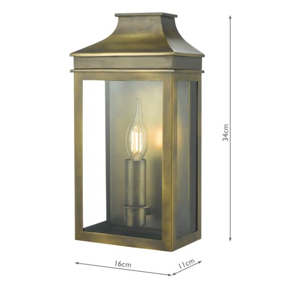 Där Lighting Vapour Coach Lantern Outdoor Wall Light Weathered Brass IP44