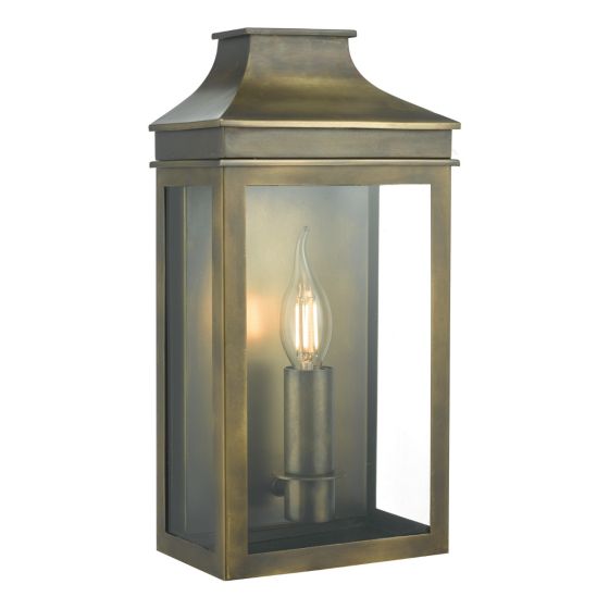 där lighting Vapour Coach Lantern Outdoor Wall Light Weathered Brass IP44