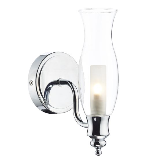 Där Lighting Vestry Bathroom Wall Light Polished Chrome Glass IP44