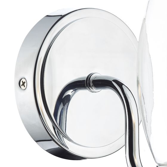 där lighting Vestry Bathroom Wall Light Polished Chrome Glass IP44