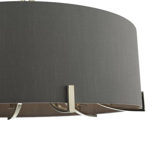 Där Lighting Veyron 6 Light Pendant Polished Nickel With Grey Shade