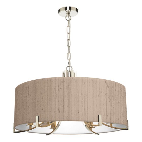 där lighting Veyron 6 Light Pendant Polished Nickel With Grey Shade