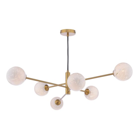 där lighting Vignette 6 Light Pendant Aged Brass and white Confetti Glass