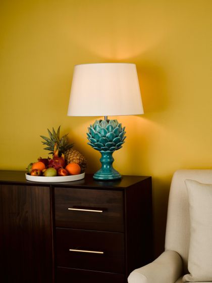 Där Lighting Violetta Table Lamp Blue Ceramic With Shade