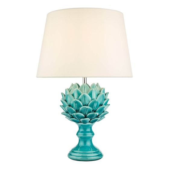där lighting Violetta Table Lamp Blue Ceramic With Shade